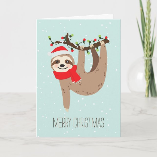 Christmas Sloth Custom Photo Holiday Card (Front)