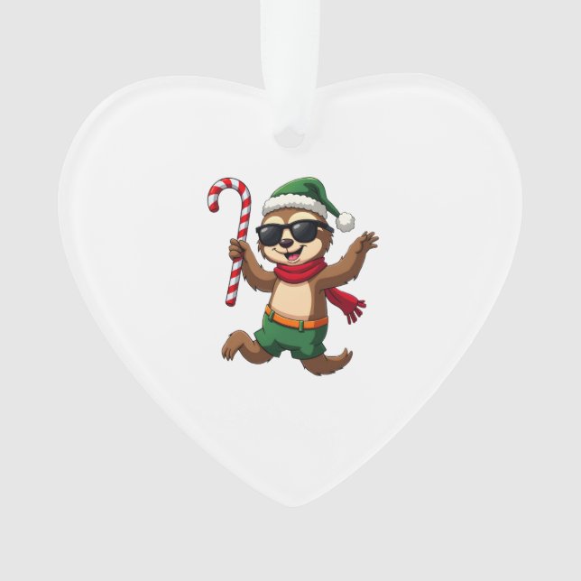 Christmas Sloth Elf Peppermint Candy Cane Shirt Gi (devant)