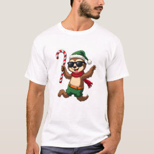 Christmas Sloth Elf Peppermint Candy Cane Shirt Gi