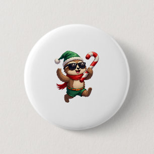 Christmas Sloth Elf Peppermint Candy Cane Shirt Gi 2 Inch Round Button