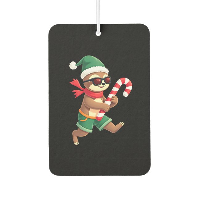 Christmas Sloth Elf Peppermint Candy Cane Shirt Gi Air Freshener (Front)