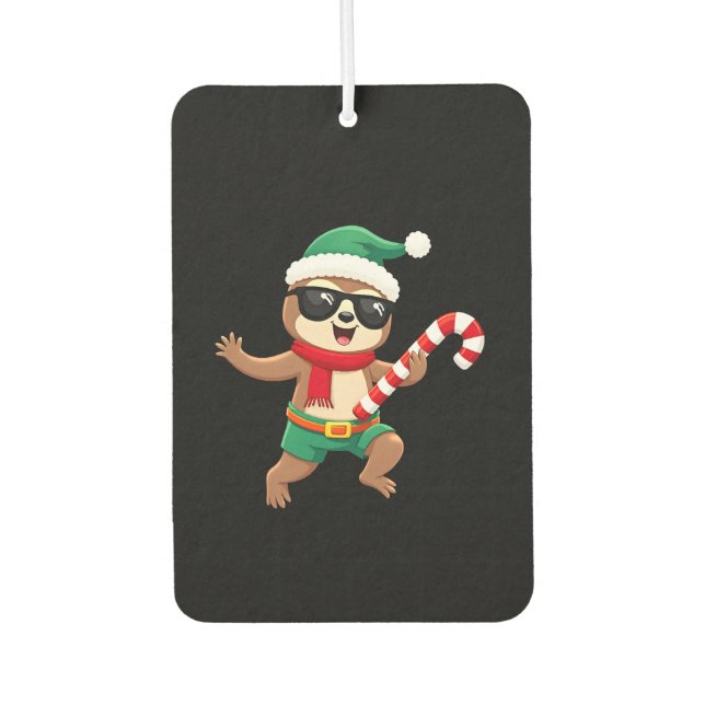 Christmas Sloth Elf Peppermint Candy Cane Shirt Gi Air Freshener (Front)