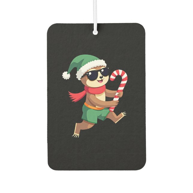 Christmas Sloth Elf Peppermint Candy Cane Shirt Gi Air Freshener (Front)