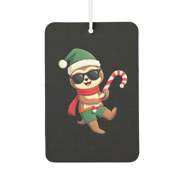 Christmas Sloth Elf Peppermint Candy Cane Shirt Gi Air Freshener (Front)