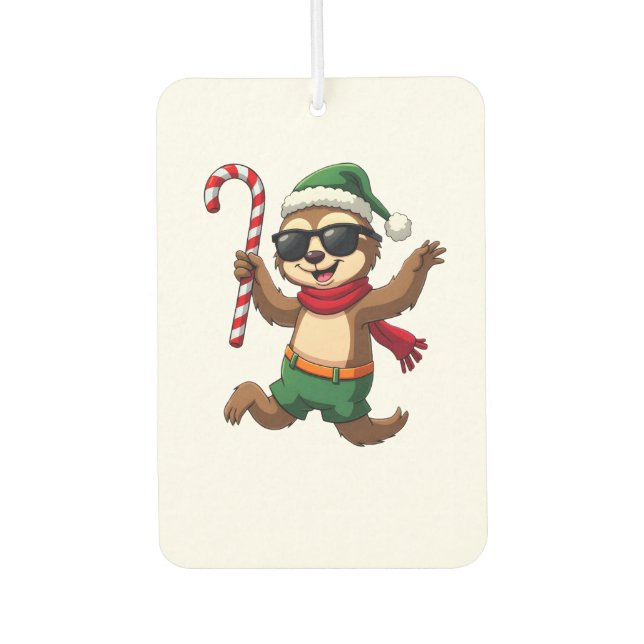 Christmas Sloth Elf Peppermint Candy Cane Shirt Gi Air Freshener (Front)