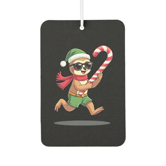 Christmas Sloth Elf Peppermint Candy Cane Shirt Gi Air Freshener (Front)