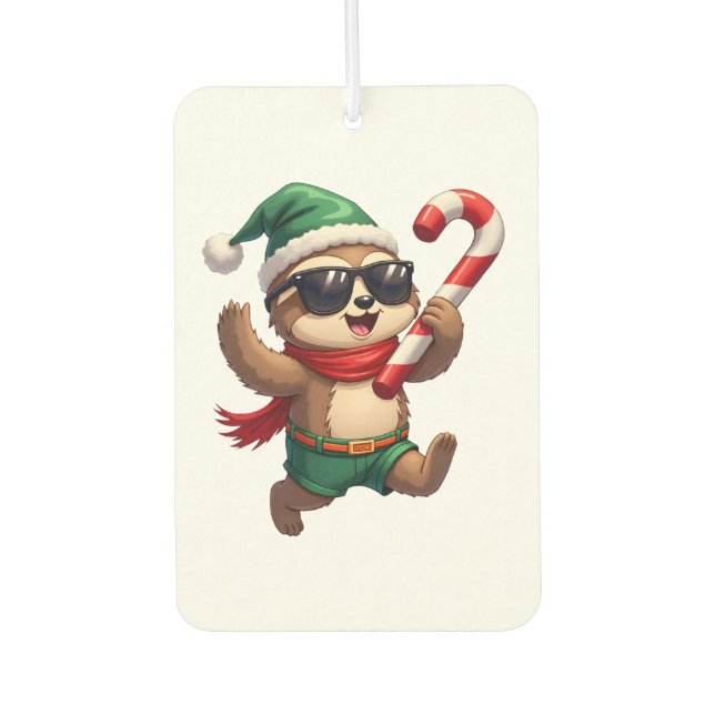 Christmas Sloth Elf Peppermint Candy Cane Shirt Gi Air Freshener (Front)
