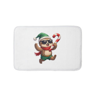 Christmas Sloth Elf Peppermint Candy Cane Shirt Gi Bath Mat
