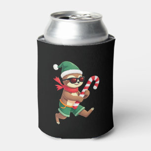Christmas Sloth Elf Peppermint Candy Cane Shirt Gi Can Cooler