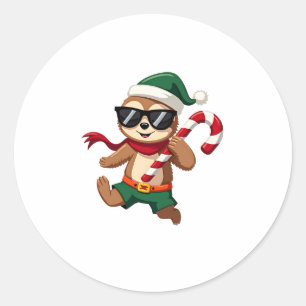 Christmas Sloth Elf Peppermint Candy Cane Shirt Gi Classic Round Sticker
