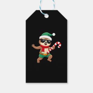Christmas Sloth Elf Peppermint Candy Cane Shirt Gi Gift Tags