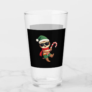 Christmas Sloth Elf Peppermint Candy Cane Shirt Gi Glass