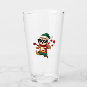 Christmas Sloth Elf Peppermint Candy Cane Shirt Gi Glass