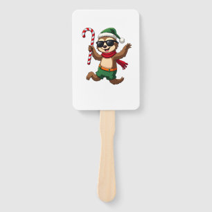 Christmas Sloth Elf Peppermint Candy Cane Shirt Gi Hand Fan