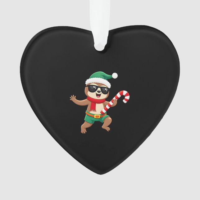 Christmas Sloth Elf Peppermint Candy Cane Shirt Gi Ornament (Front)