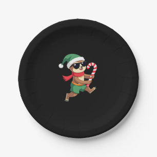 Christmas Sloth Elf Peppermint Candy Cane Shirt Gi Paper Plate