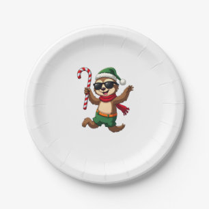 Christmas Sloth Elf Peppermint Candy Cane Shirt Gi Paper Plate
