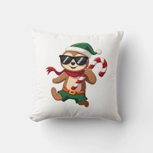 Christmas Sloth Elf Peppermint Candy Cane Shirt Gi Throw Pillow