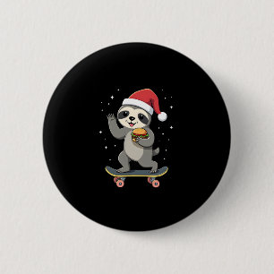 CHRISTMAS SLOTH Funny Christmas Skateboard Sloth ( 2 Inch Round Button