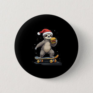 CHRISTMAS SLOTH Funny Christmas Skateboard Sloth 2 Inch Round Button