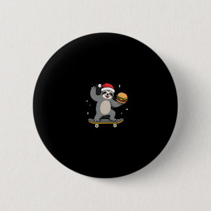 CHRISTMAS SLOTH Funny Christmas Skateboard Sloth ( 2 Inch Round Button