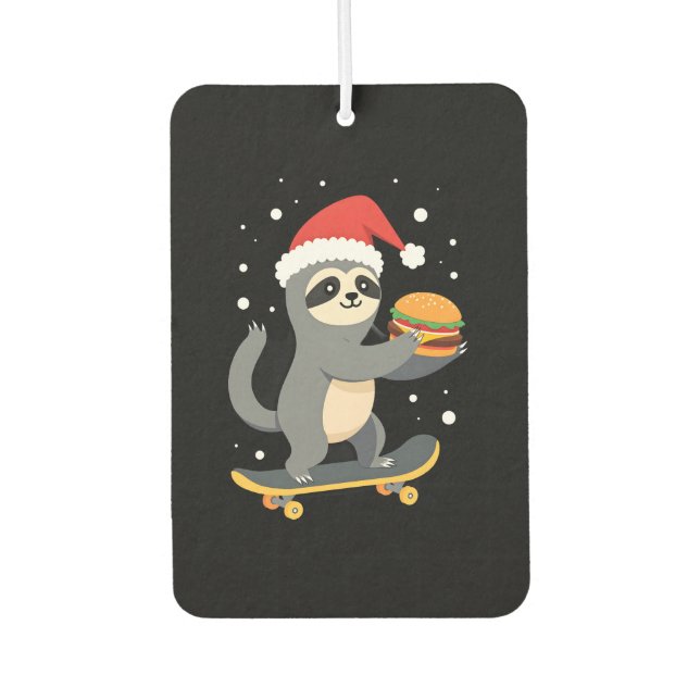 CHRISTMAS SLOTH Funny Christmas Skateboard Sloth ( Air Freshener (Front)
