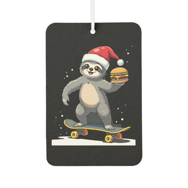 CHRISTMAS SLOTH Funny Christmas Skateboard Sloth ( Air Freshener (Front)