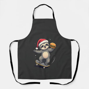CHRISTMAS SLOTH Funny Christmas Skateboard Sloth ( Apron