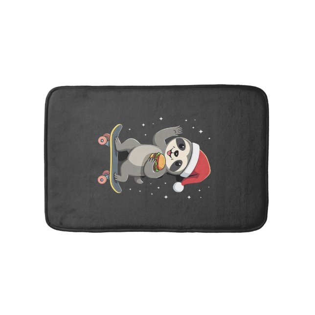 CHRISTMAS SLOTH Funny Christmas Skateboard Sloth ( Bath Mat (Front)