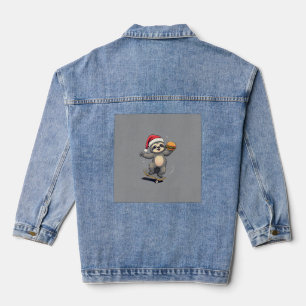 CHRISTMAS SLOTH Funny Christmas Skateboard Sloth ( Denim Jacket
