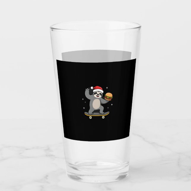 CHRISTMAS SLOTH Funny Christmas Skateboard Sloth ( Glass (Front)