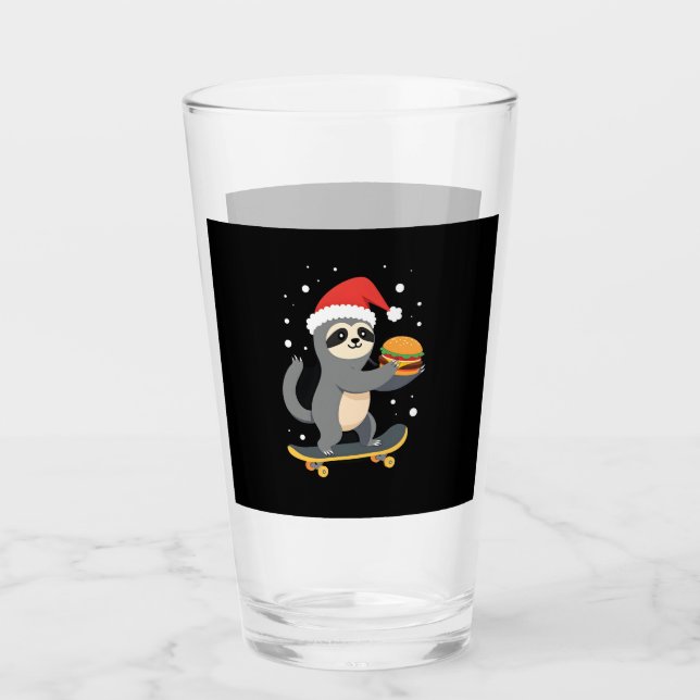 CHRISTMAS SLOTH Funny Christmas Skateboard Sloth ( Glass (Front)