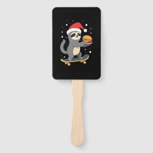 CHRISTMAS SLOTH Funny Christmas Skateboard Sloth ( Hand Fan