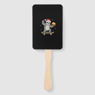 CHRISTMAS SLOTH Funny Christmas Skateboard Sloth ( Hand Fan