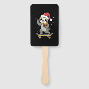 CHRISTMAS SLOTH Funny Christmas Skateboard Sloth ( Hand Fan
