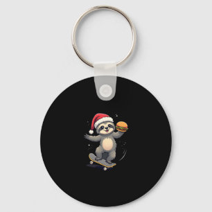 CHRISTMAS SLOTH Funny Christmas Skateboard Sloth ( Keychain