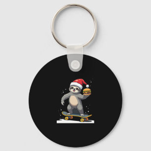 CHRISTMAS SLOTH Funny Christmas Skateboard Sloth ( Keychain