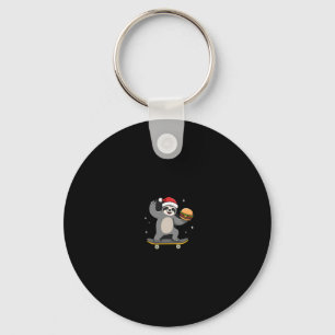 CHRISTMAS SLOTH Funny Christmas Skateboard Sloth ( Keychain