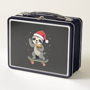 CHRISTMAS SLOTH Funny Christmas Skateboard Sloth ( Metal Lunch Box