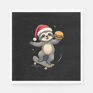 CHRISTMAS SLOTH Funny Christmas Skateboard Sloth ( Napkin