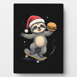 CHRISTMAS SLOTH Funny Christmas Skateboard Sloth ( Plaque