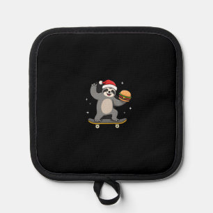 CHRISTMAS SLOTH Funny Christmas Skateboard Sloth ( Pot Holder