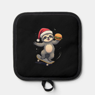 CHRISTMAS SLOTH Funny Christmas Skateboard Sloth ( Pot Holder