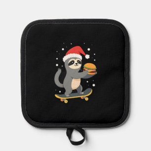 CHRISTMAS SLOTH Funny Christmas Skateboard Sloth ( Pot Holder