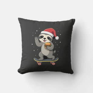 CHRISTMAS SLOTH Funny Christmas Skateboard Sloth ( Throw Pillow