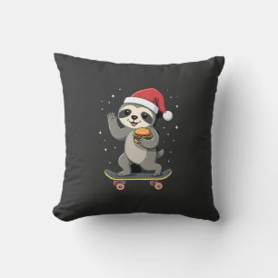 CHRISTMAS SLOTH Funny Christmas Skateboard Sloth ( Throw Pillow