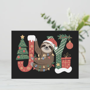 Christmas Sloth Holiday Tree Gifts Joy Cute Funny Card