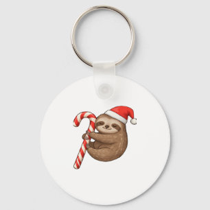 Christmas Sloth Hugging Candy Cane Classic T-Shirt Keychain