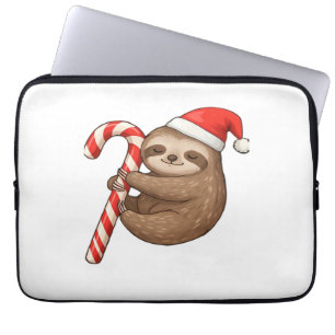 Christmas Sloth Hugging Candy Cane Classic T-Shirt Laptop Sleeve
