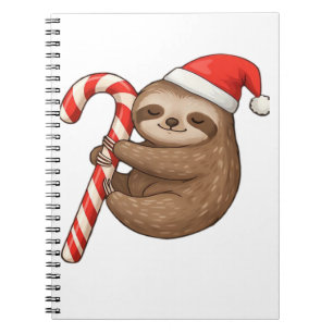 Christmas Sloth Hugging Candy Cane Classic T-Shirt Notebook